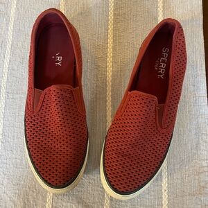 Sperry Women's Crest Twin Gore
Perforated Slip On Sneakers, Red Size 8